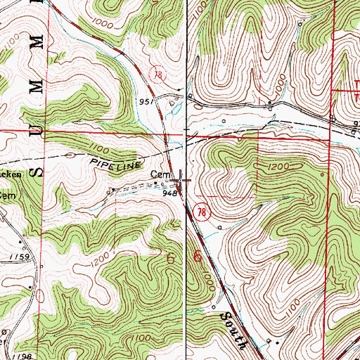 Topographic Map of Wise Cemetery, OH