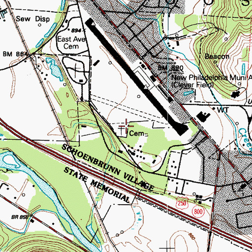Topographic Map of Calvary Cemetery, OH