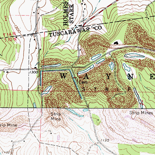 Topographic Map of Chestnut Ridge Cemetery, OH
