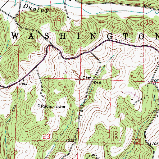 Topographic Map of Couts Family Cemetery, OH