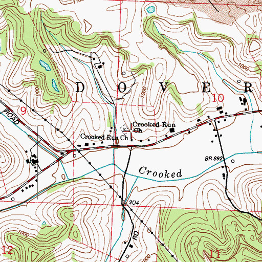 Topographic Map of Crooked Run United Methodist Cemetery, OH