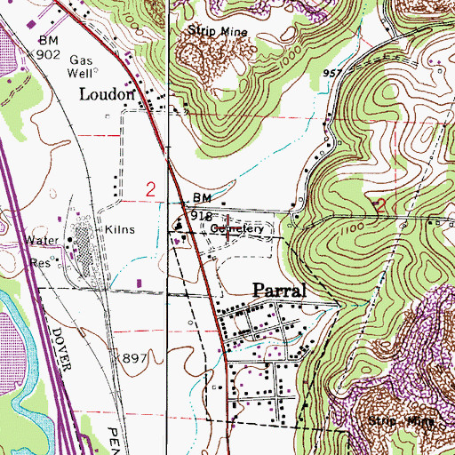 Topographic Map of Dover Burial Park, OH