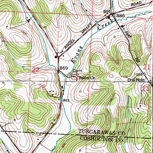 Topographic Map of Evans Creek Lutheran Cemetery, OH