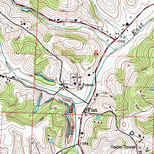 Topographic Map of Fiat Cemetery, OH