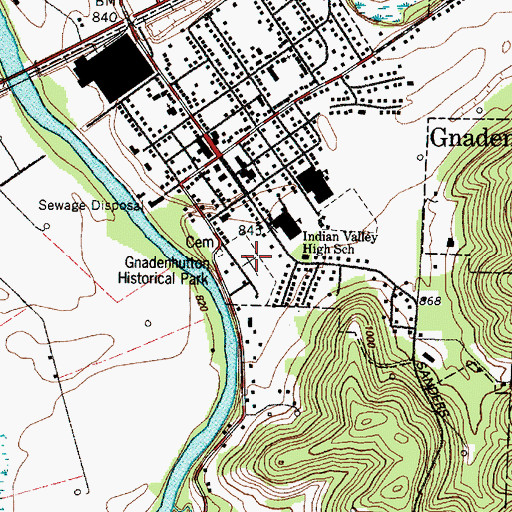 Topographic Map of Gnadenhutten Cemetery, OH