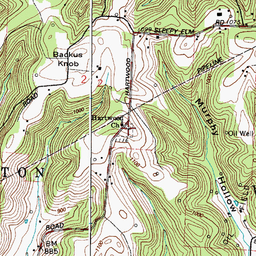 Topographic Map of Hartwood Cemetery, OH