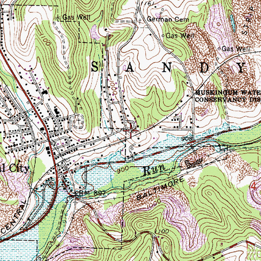 Topographic Map of Mineral City Catholic Cemetery, OH
