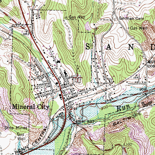 Topographic Map of Mineral City Cemetery, OH