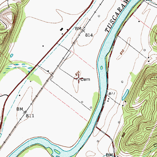 Topographic Map of Moravian Cemetery, OH