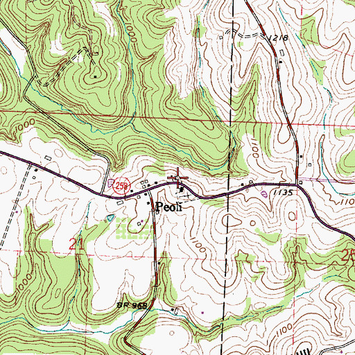 Topographic Map of Old Peoli Cemetery, OH
