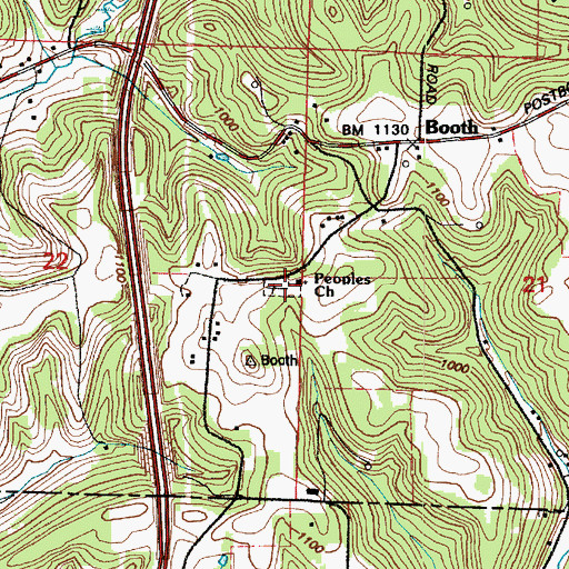 Topographic Map of Peoples Methodist Episcopal Cemetery, OH