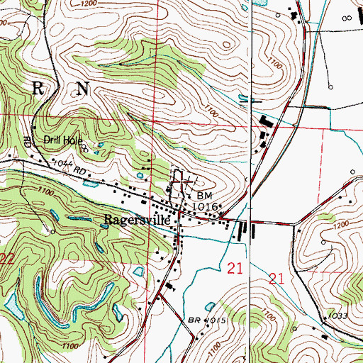 Topographic Map of Ragersville Cemetery, OH