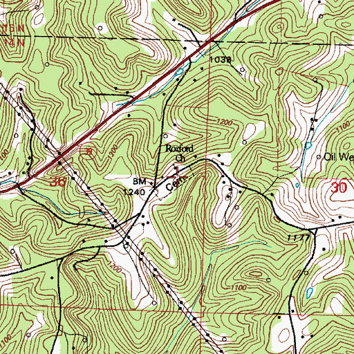 Topographic Map of Roxford Methodist Episcopal Cemetery, OH