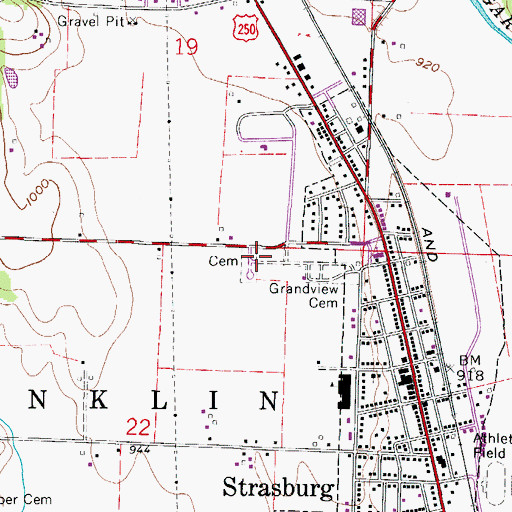 Topographic Map of Saint Aloysius Cemetery, OH