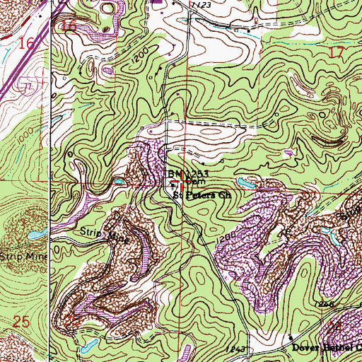 Topographic Map of Saint Peters Catholic Cemetery, OH