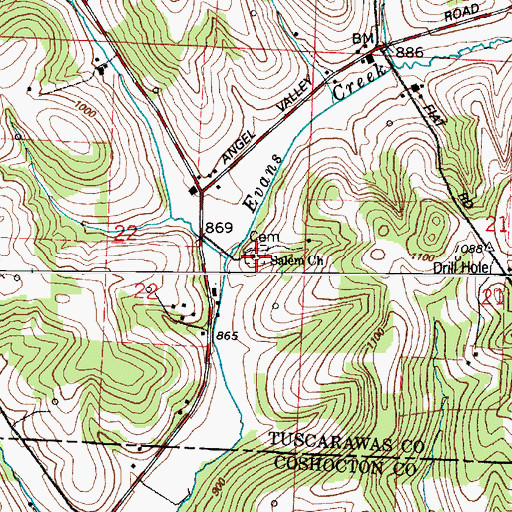 Topographic Map of Salem Church, OH