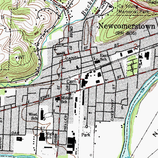 Topographic Map of South Bridge Cemetery, OH