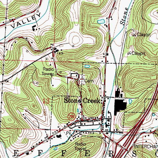 Topographic Map of Stonecreek Cemetery, OH