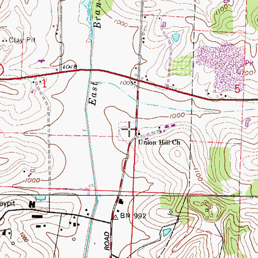 Topographic Map of Union Hill Cemetery, OH