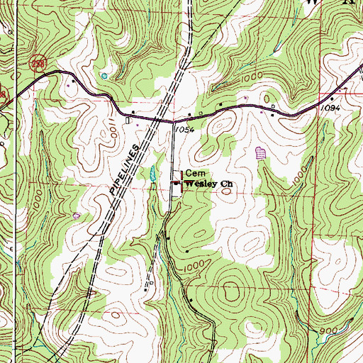 Topographic Map of Wesley Chapel Cemetery, OH