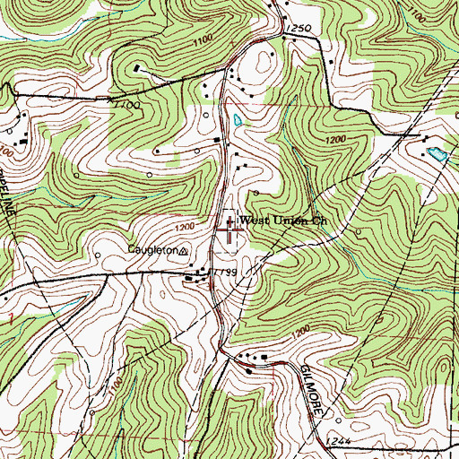 Topographic Map of West Union Cemetery, OH