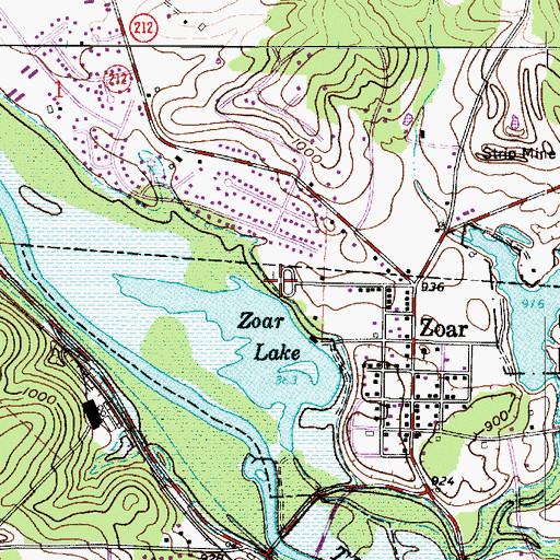 Topographic Map of Zoar Cemetery, OH