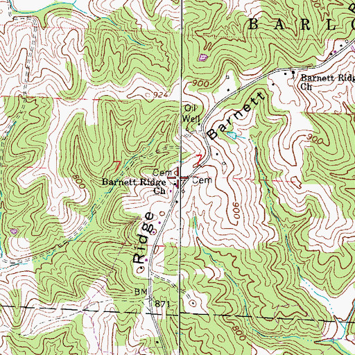 Topographic Map of Barnett Ridge Cemetery, OH