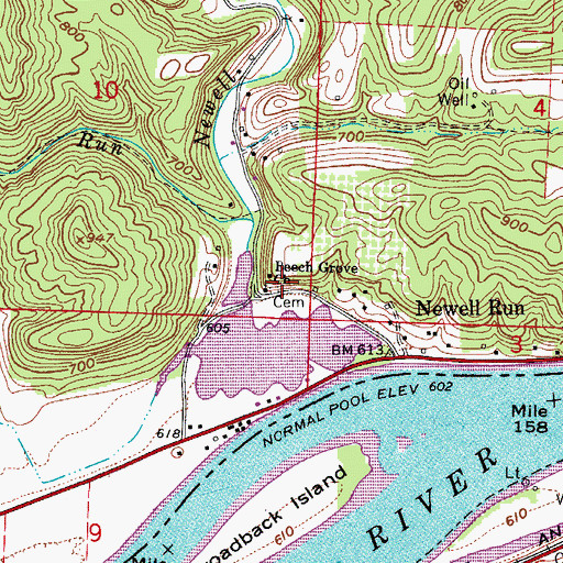 Topographic Map of Beech Grove United Brethren Cemetery, OH