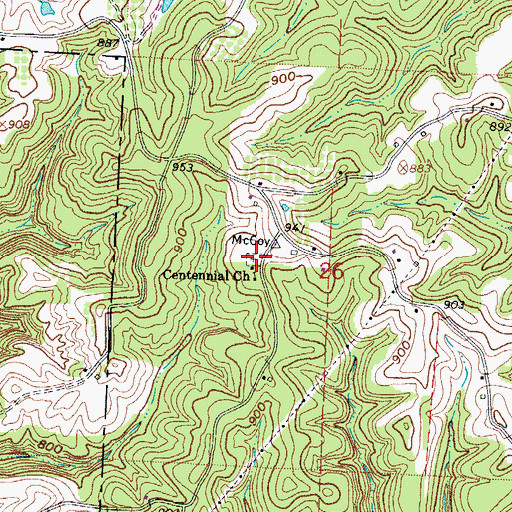 Topographic Map of Centennial Church Cemetery, OH