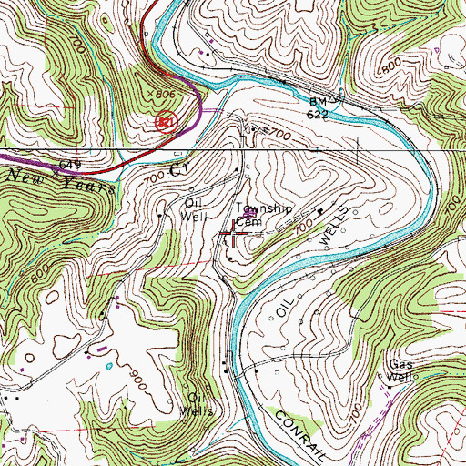 Topographic Map of Chapman Cemetery, OH