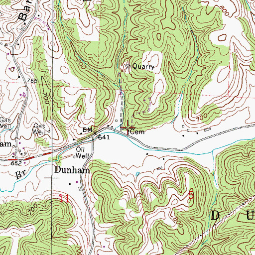 Topographic Map of Dunham Cemetery, OH