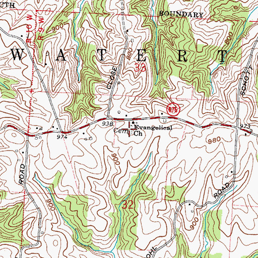 Topographic Map of Evangelical Cemetery, OH