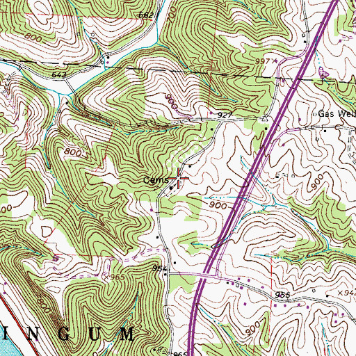 Topographic Map of Evangelical Cemetery, OH