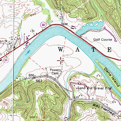 Topographic Map of Federal Bottom, OH