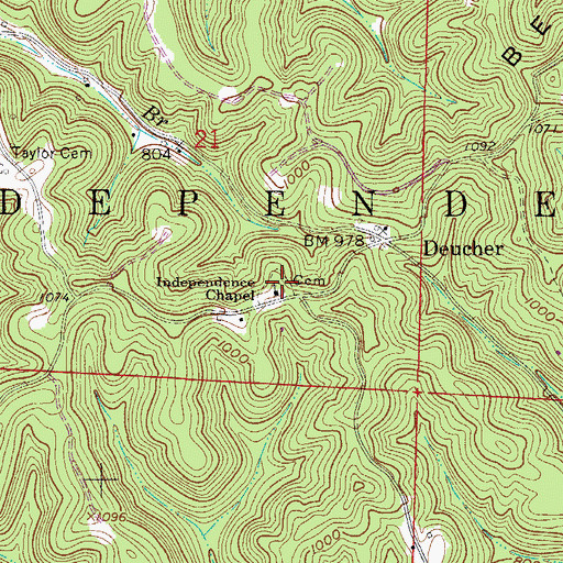 Topographic Map of Independence Chapel Cemetery, OH