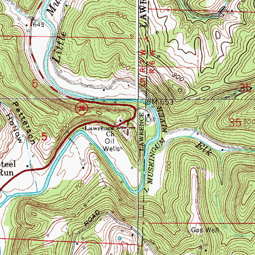 Topographic Map of Lawrence Baptist Cemetery, OH