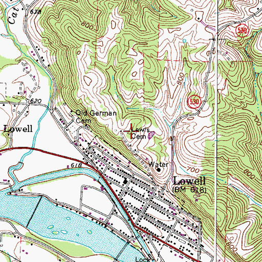 Topographic Map of Lewis Cemetery, OH