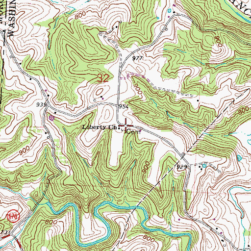 Topographic Map of Liberty Cemetery, OH