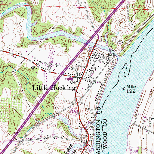 Topographic Map of Little Hocking Cemetery, OH