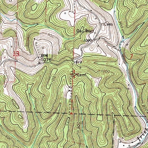 Topographic Map of Ludlow Catholic Cemetery, OH