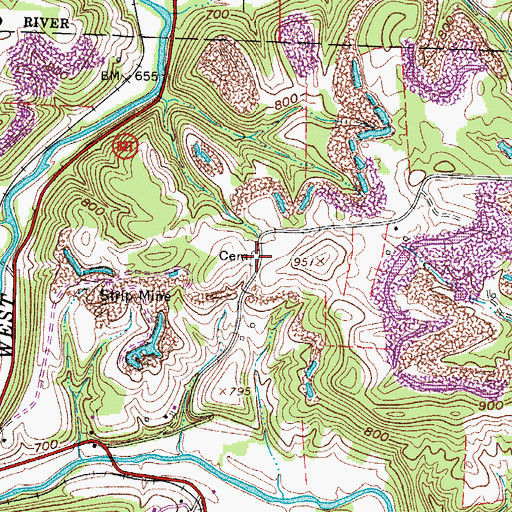 Topographic Map of Lutheran Cemetery, OH
