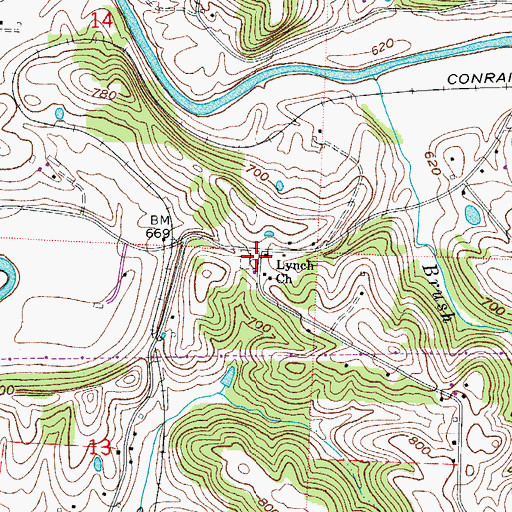 Topographic Map of Lynch Church Cemetery, OH