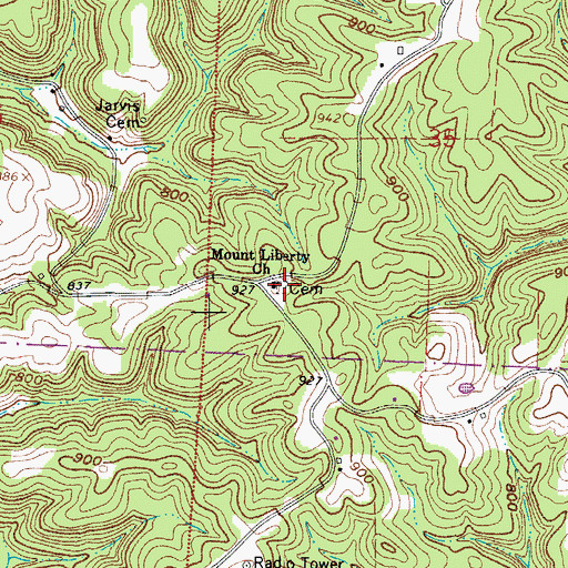 Topographic Map of Mount Liberty Chapel Cemetery, OH