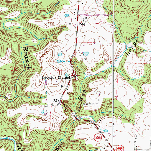 Topographic Map of Old Decatur Chapel Cemetery, OH