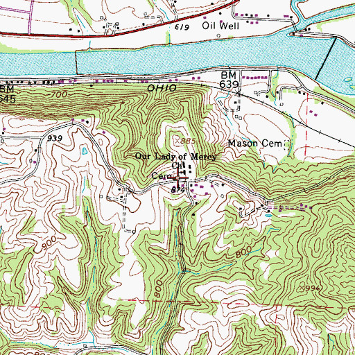 Topographic Map of Our Lady of Mercy Cemetery, OH