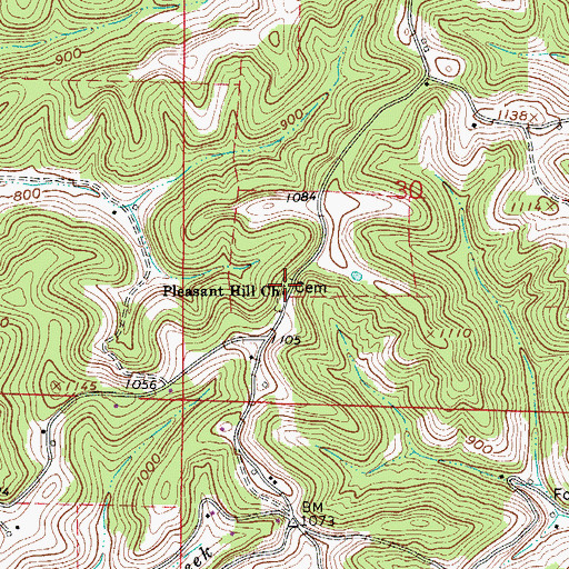 Topographic Map of Pleasant Hill Cemetery, OH