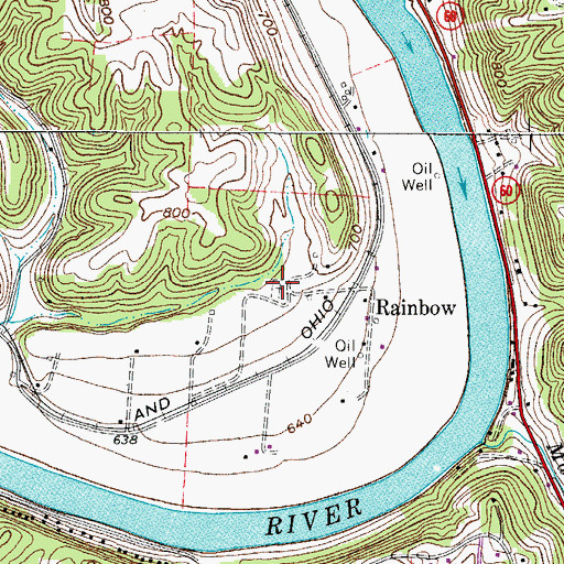 Topographic Map of Rainbow Cemetery, OH