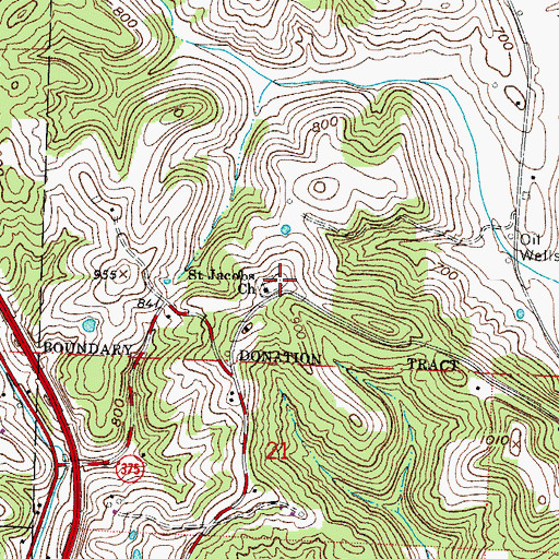 Topographic Map of Saint Jacobs Cemetery, OH