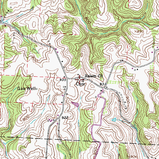 Topographic Map of Salem Church Cemetery, OH