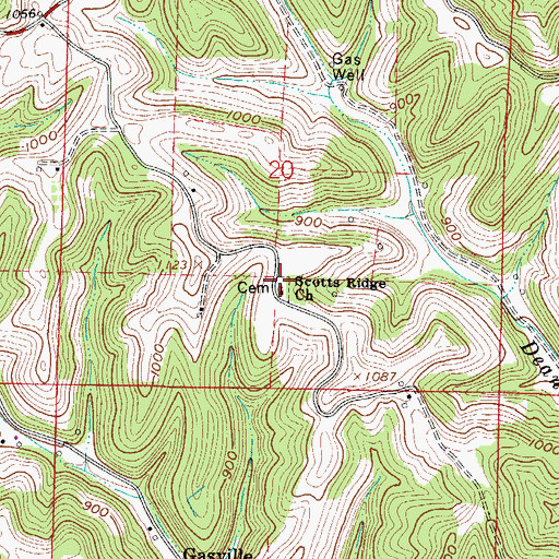 Topographic Map of Scotts Ridge Cemetery, OH